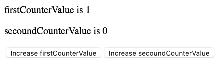 UI after firstCounterValue update